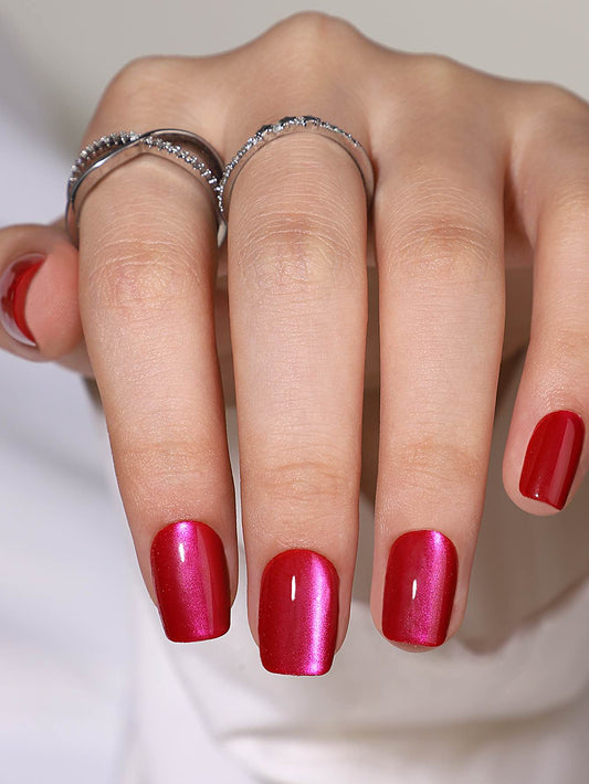 Cat Eye Cerise - Press On Gel Nails