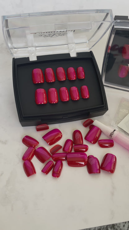 Cat Eye Cerise - Press On Gel Nails